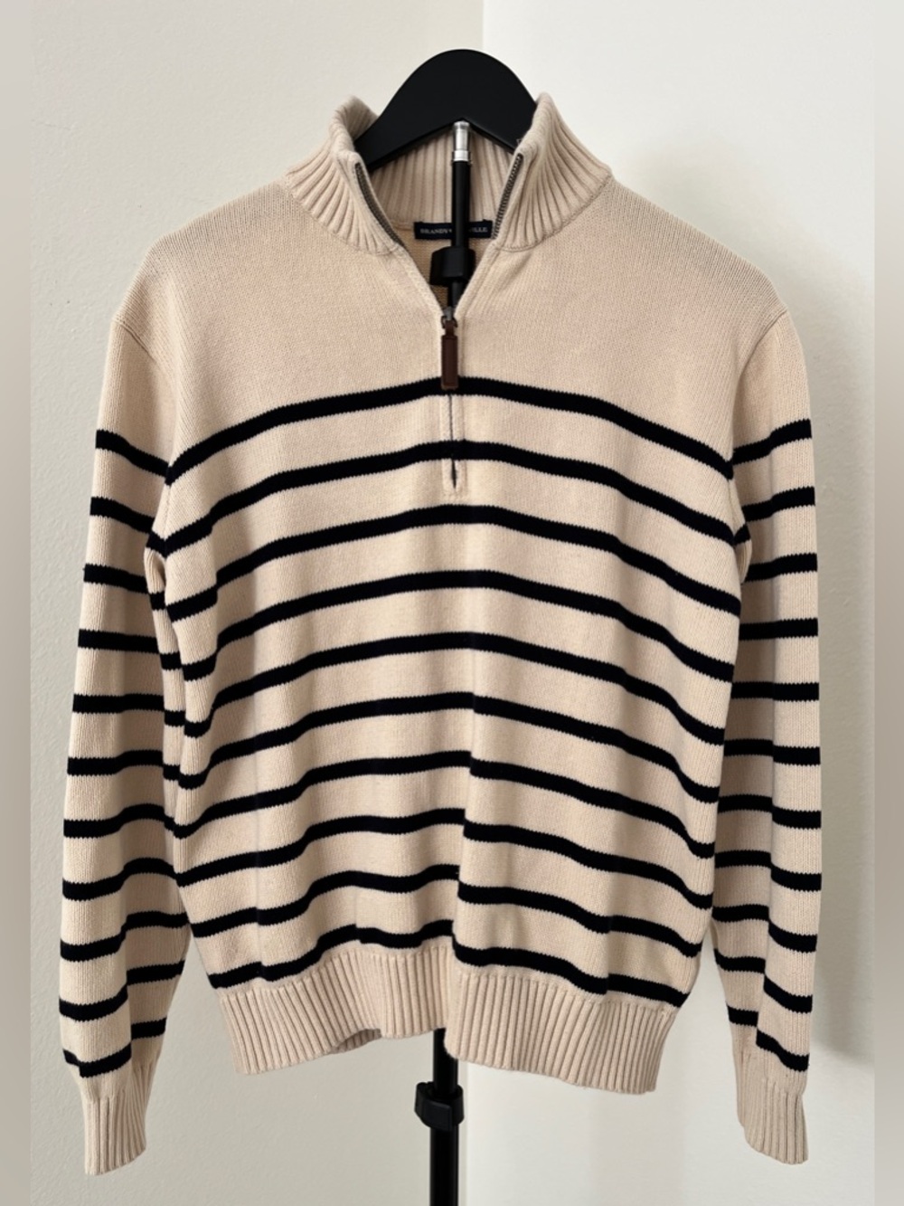 ⚓ Brandy Melville Nautical Stripe Quarter Zip Sweater 🤍 Coastal Cotton Pullon